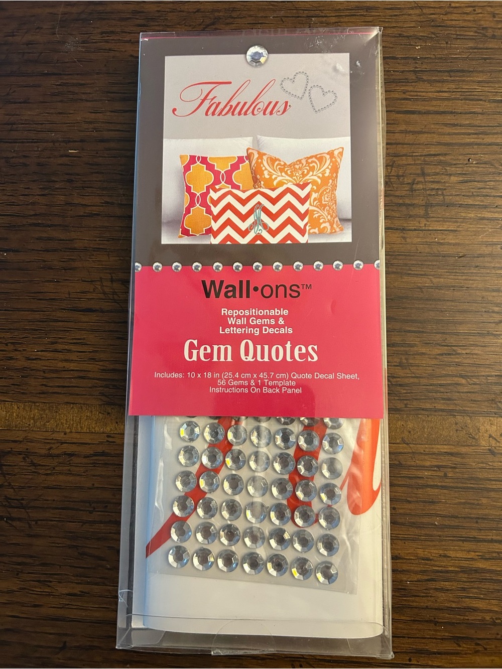Wall-Ons Gem Quotes Repositionable Wall Gems Rhinestones Red Decal Teen or Dorm